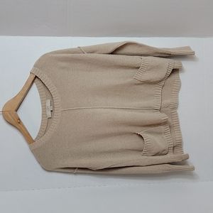 Loft Women's Tan W/ Pockets Long Sleeve Knit Sweater,  M